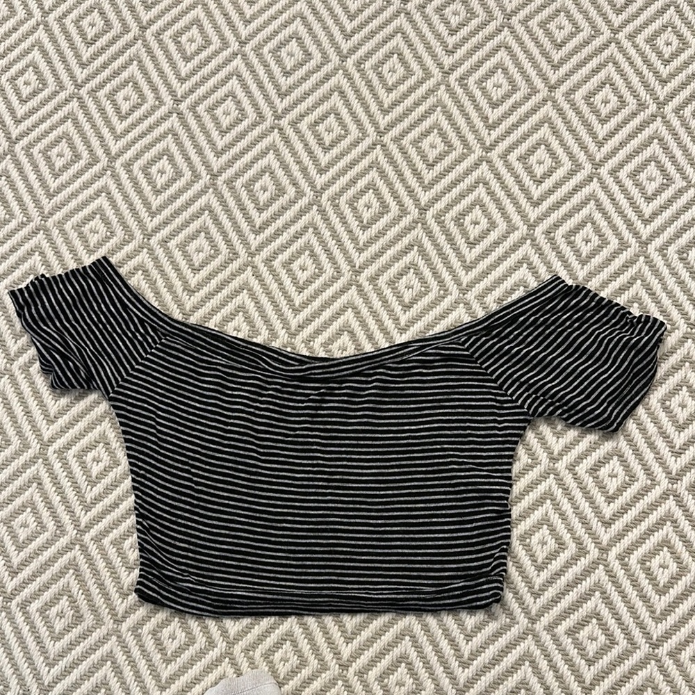 Striped Black and White Off-Shoulder Top